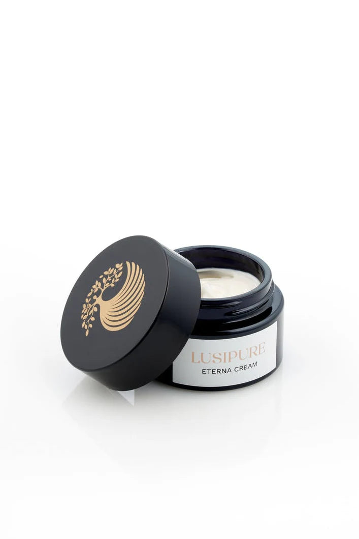 Crème anti-âge Lusipure Eterna, pot ouvert