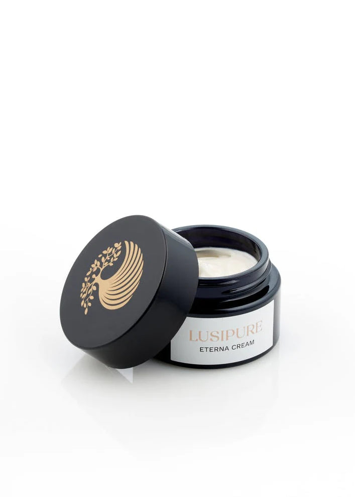 Crème anti-âge Lusipure Eterna, pot ouvert